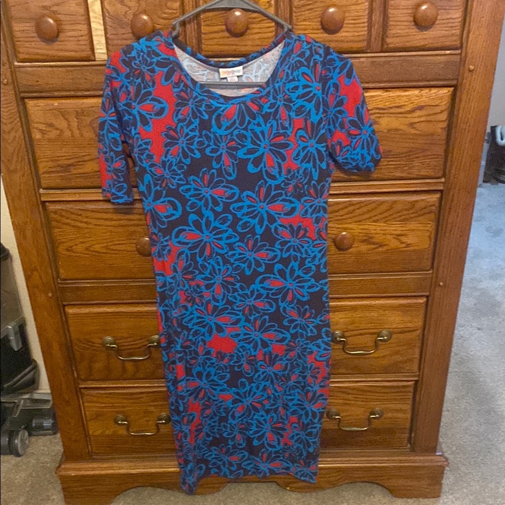 Floral Blue and Red Women's Dress